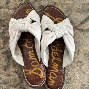 Sam Edelman Cream Knotted Slide Sandals
